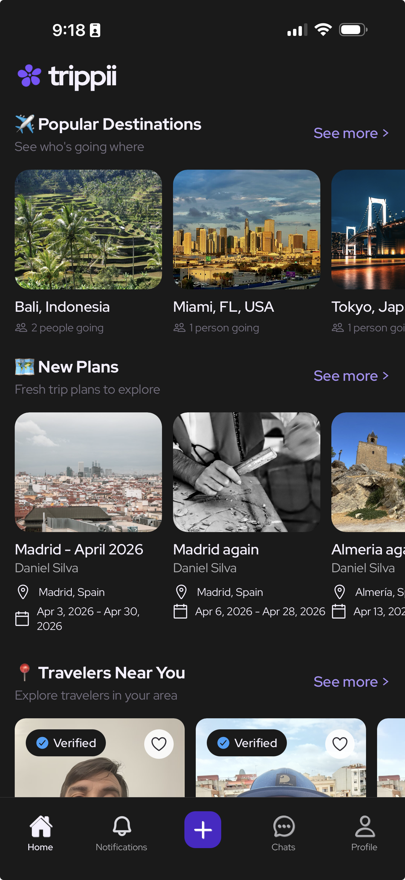 Trippii app screen