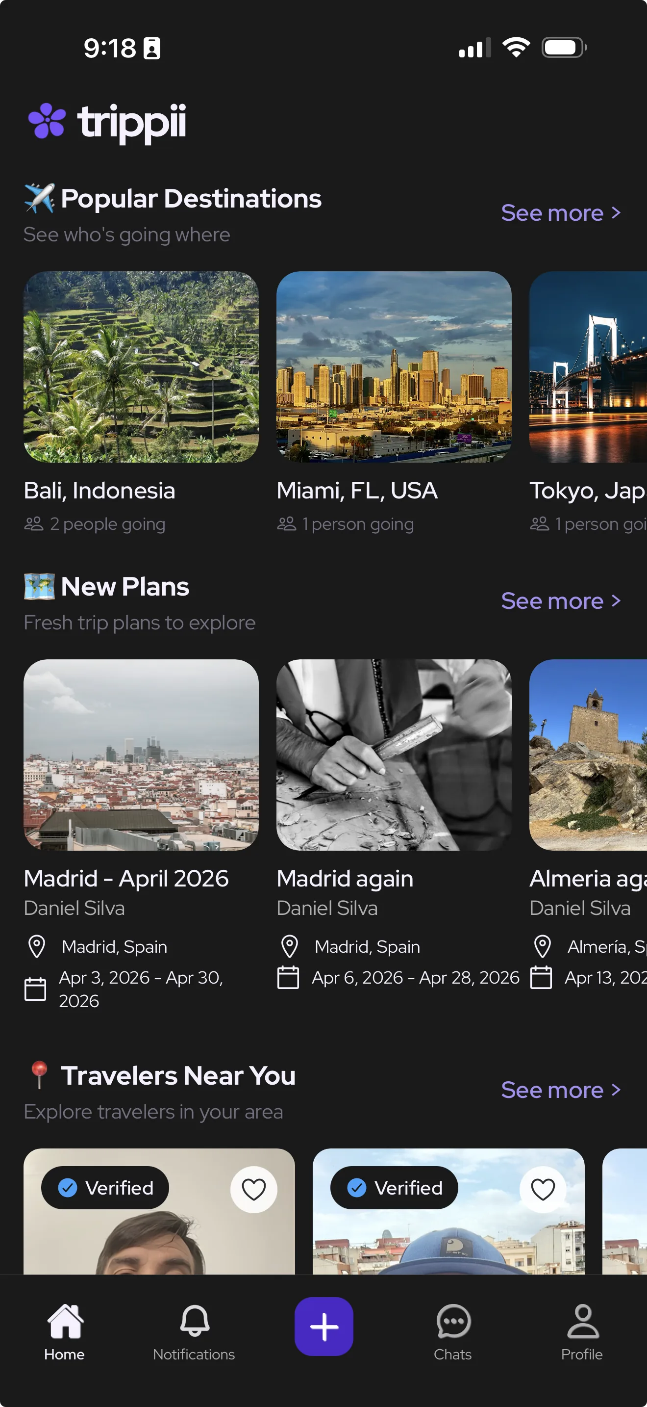 Trippii app screen
